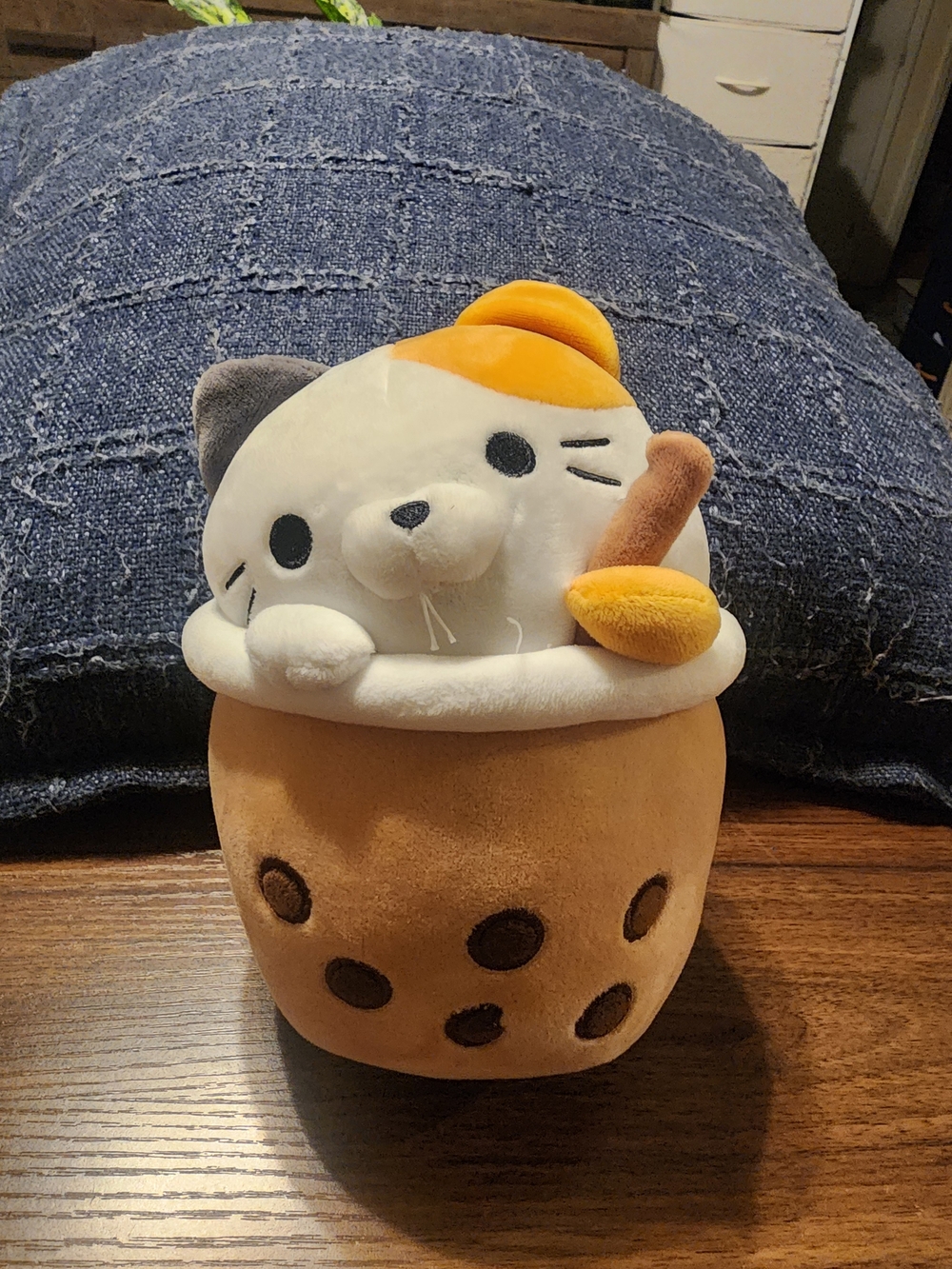 Calico Cat Bubble Tea Plush - Cream, Brown & Orange